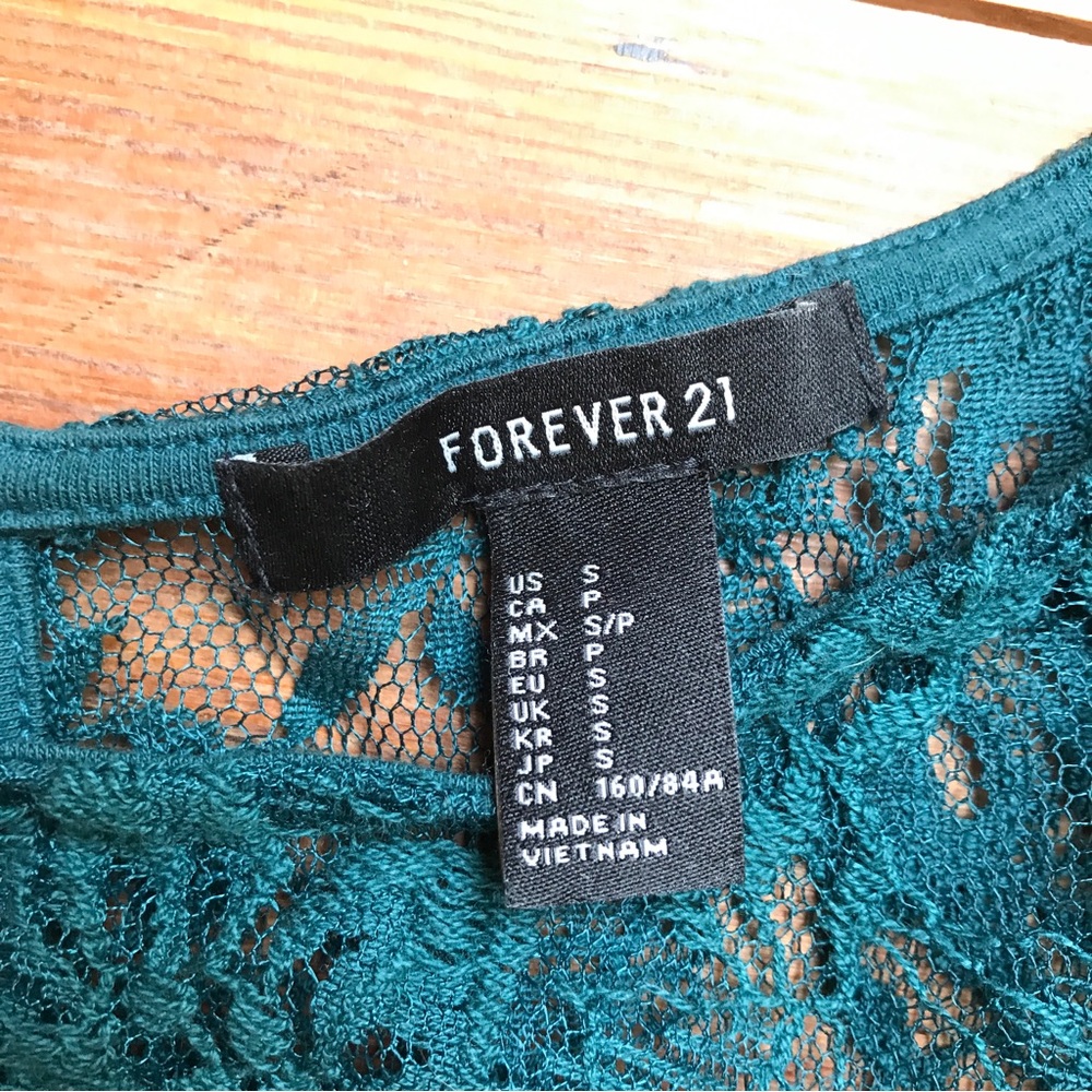 Forever 21 Teal Lace Sheath Dress, EUC, S - Picture 4 of 12